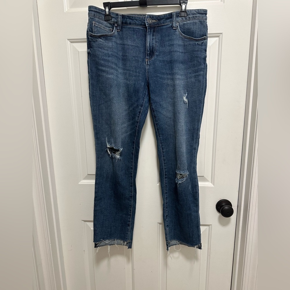 Kut From The Kloth Jeans Reese Fab Ab Ankle Straight Leg High Rise raw hem
